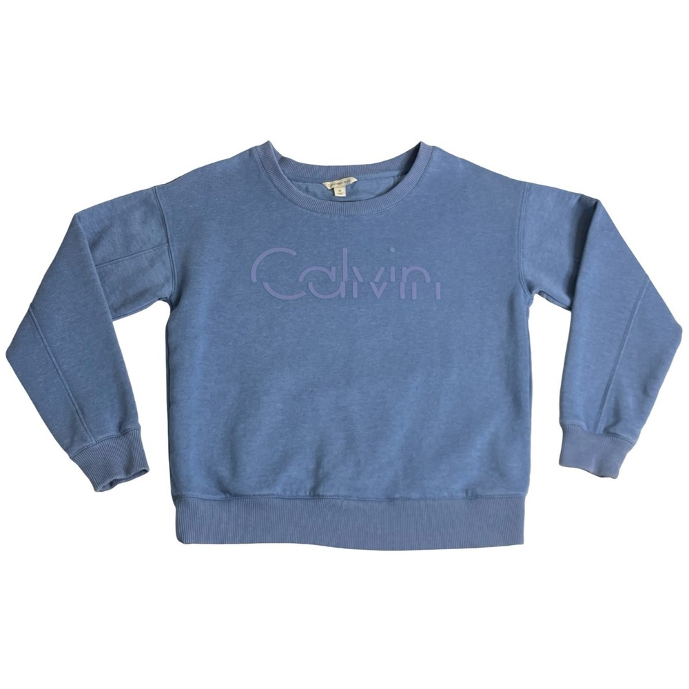 Calvin Klein Jeans Sweatshirt Womens M Blue Tonal Logo Crewneck Pullover Casual